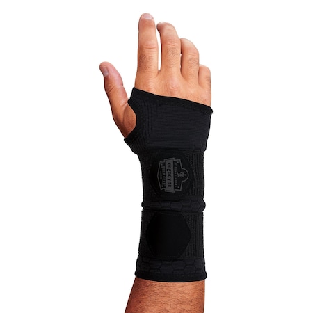 Ergodyne Wrist Sleeve Wrap, Nylon, Spandex, Elastane, Double Strap, Black, Size M 685